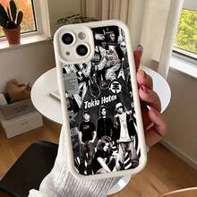 [2D Plat] 1pc Tokio-Hotel Mobile Phone Case, Anti-Drop Mobile Phone Case, Compatible With IPhone 11, 12, 13, 14, 15 And 16 16PROMAX PLUS Series Shock-Absorbing Mobile Phone Case - Fashionable And Creative Design New Mobile Phone Case - 黑色 - 查看 5