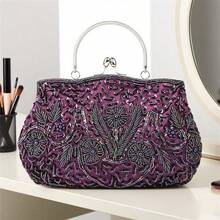Gtes Women's Handbags, Evening Bags, Beaded Evening Bags Designed For Women, Clutches With Sequin Design, Purses, Wedding Party Clutches For The Wedding Season And Dinner Party Wear - Màu tím - Xem 4