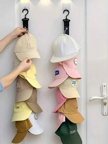 不锈钢帽子架，带 8 个夹子 - 可收纳 16 顶棒球帽 - 家居及衣橱非电动帽子收纳整理架 - 彩色 - 查看 2