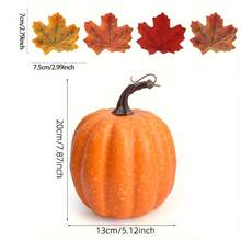 2/22pcs Autumn Artificial Foam Pumpkin & Maple Leaf Set, 7.8in Halloween Carving + Thanksgiving Tabletop Decor, Wedding, Holiday Gift, Home Decoration, Waterproof & Fade-Resistant Indoor/Outdoor Scenery Arrangement Christmas Decorations Home Christmas Gifts Christmas Decor