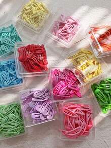 5个/40个装 Y2K风格糖果色2英寸随机混色发夹 | 可爱甜美少女风百搭侧夹，日常固定碎发，简约实用发饰套装，刘海夹，时尚百搭发夹，适合日常穿搭，爪夹，发爪，发夹，发卡，发饰，头饰，发卡 - 混色 - 查看 5