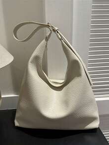 Geantă de umăr nouă, versatilă, din PU, culoare solidă, tip baghetă, tip sac minimalist casual, dimensiunea mare