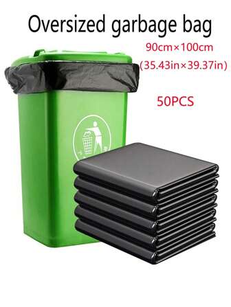 100/50pcs, Disposable Heavy Duty Garbage Bag, Large Garbage Bags, Thickened Plastic Trash Bags, Industrial Garbage Bags, Garden Leaf Bag, Heavy Duty Trash Bag, For Home Garden Commercial, Cleaning Supplies, Back To School Supplies