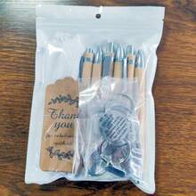 24件/6套，感恩节钥匙扣套装，包含6支励志竹笔、6个钥匙扣、6张感谢卡、6个欧根纱袋，万圣节配饰，教师节，圣诞节礼物创意，带证件夹的挂绳，汽车配饰，包包挂饰，送给朋友或姐妹的礼物