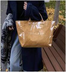 Stylish PVC Tote Purse For Women - Classy Handbag, Elevate Your Outfit With This Fashion Bag - Màu Khaki - Xem 5