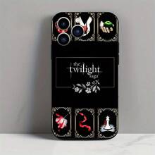 Serie Crepúsculo Elige esta funda de  de material TPU negro con patrones de dibujos animados, a prueba de golpes y duradera, adecuada para  11/12/13/14/15/16 Pro Max - Mezcla de colores - Ver 4