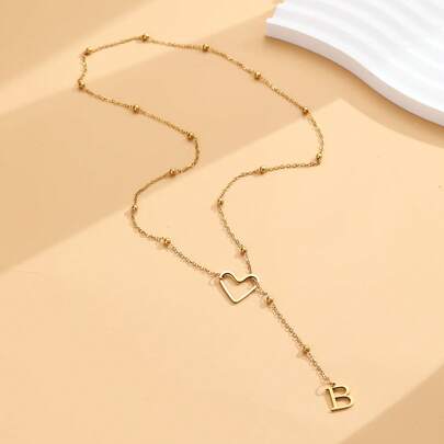 1 pieza Collar con colgante de 26 letras de acero inoxidable, collar de gargantilla con inicial para mujer, regalo de joyería, no se desvanece