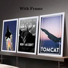 YIKES 1pc Optional Frame Canvas Wall Arts Posters - Jet Series (A10, F22, F14, F15, F16, Apache) - Vintage & Classic Military Aircraft Decor For Living Room, Bedroom, Office, Or Dormitory - High-Quality Ink Print On Durable Canvas, Airplane Decor