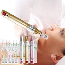Professional Microneedling Pen Electric Derma Pen With 5pcs 12 Needles And 5pcs Round Nano Replacement Needles Cartridges Beauty Skin Care Tool