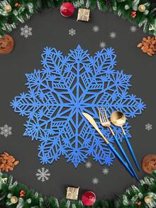 1/4/6pcs Christmas Snowflake PVC Gold Foil Placemats, Christmas Hotel Restaurant Decor Heat Insulation Non-Slip Table Mats, Suitable For Wedding Party, Valentine's Day, Holiday Celebration, Picnic, Birthday Banquet Table Decoration