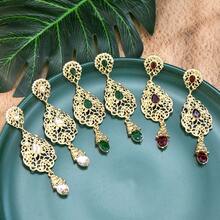 1 pezzo Spilla marocchina/algerina, spilla/pendente per sciarpa a 2 in 1 con motivo retrò floreale traforato, placcato oro, gioielli in stile arabo, regalo di compleanno