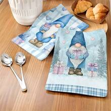 1 set/2 pièces/100 pièces Serviettes de cuisine et lavettes avec motif de lutin de Noël, convient pour la décoration intérieure des restaurants, cuisines et salles de bains, la décoration de fête, les cadeaux de fête et peut également être offert comme cadeaux de Noël - Multicolore - Voir 5
