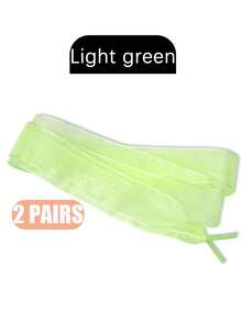2 Pairs Lightweight Sheer Shoelaces, Women's Dance Shoes Decorative Accessories, Fashionable Solid Color Lace Shoelaces, Suitable For Sneakers, Flats, Athletic Shoes