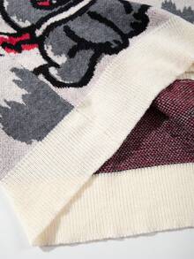 ANDREILEE 春秋冬新款休闲通勤风男女通用毛衣，采用别致的提花图案，长袖开衫，针织上衣 - 杏色 - 查看 8