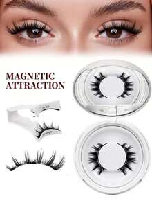 1 对磁性睫毛自然外观，1 对可重复使用的磁性睫毛带涂抹器，无需胶水磁性睫毛磁性睫毛套装，易于佩戴和取下假睫毛，睫毛，睫毛，假睫毛 - 自然纖長款 - 查看 17