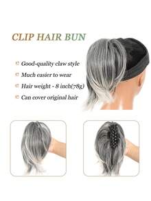 Women's Claw Clip Bun, Synthetic Hair Extensions, Short Straight Ponytail, Daily Hair Accessory - Multicolor - View 6
