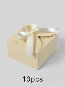10pcs Multi-Color Bowknot Small Square Boxes, Solid Color Creative Wavy Edge Minimalist Square Folding Gift Boxes, Compact And Exquisite, Suitable For Packaging Small Items Such As Earrings, Wax Melts, Handmade Soaps, Small Snacks, Wedding Favors, Party Gifts, Beauty Samples, Practical And Decorative For Weddings, Christmas Parties, Birthday Parties, And Daily Gifting