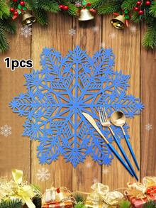 1/4/6pcs Christmas Snowflake PVC Gold Foil Placemats, Christmas Hotel Restaurant Decor Heat Insulation Non-Slip Table Mats, Suitable For Wedding Party, Valentine's Day, Holiday Celebration, Picnic, Birthday Banquet Table Decoration