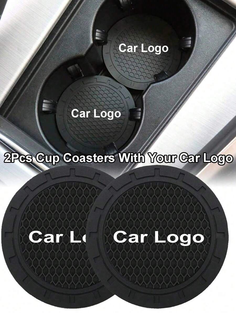 Easypie Selection 2 件汽车杯架杯垫 - 定制徽标硅胶插件，适用于奥迪/T Oyota/VW/Benz/BMW，防滑饮料垫（黑色） - 黑色 - 查看 1