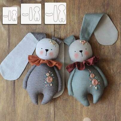 1pc Big Ear Rabbit Quilting Template DIY Cute Rabbit Shape PET Embroidery And Sewing Template - Durable Patchwork Tool, Perfect Outline Design, Suitable For DIY Crafts, With Bow Detail, Convenient For DIY Handcraft Pattern Transfer