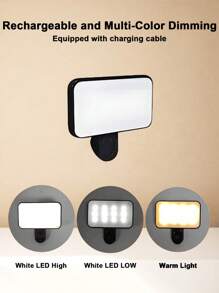 Lumière de selfie portable, éclairage pour vidéoconférence avec pince pour caméra de téléphone, lumière LED amovible pour vidéoconférence, 3 modes d'éclairage, rechargeable, portable, convient aux ordinateurs portables/téléphones/tablettes/appels Zoom/maquillage. Convient aux selfies et à la diffusion en direct, lumière portable