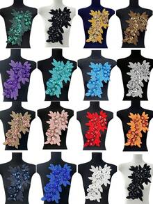3D 串珠蕾丝绣花贴片、水钻亮片贴花、适用于服装装饰、婚纱配饰、DIY 缝纫工艺品 - 多色 - 查看 13