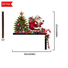 1pc, Vintage Wooden Christmas Door Corner Decoration, Santa Claus With Reindeer And Snowman, Festive Wall Accents For Indoor/Outdoor, Living Room, Bedroom, Office-Idea For Holiday Gifts And Seasonal Decor