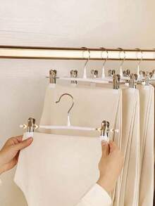 10pcs Stainless Steel Pants Clips - Expandable, 35g Weight, Seamless, Easy To Use - Ideal For Wardrobe And Home Use - Great For Hanging Skirts And Children's Clothing