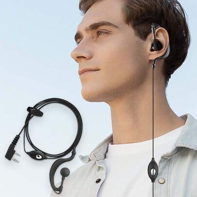 通用对讲机耳机，适用于对讲机的耳挂式耳机，带 K 型插头的耐用耳机