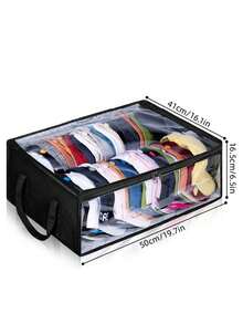 1 pieza Nuevo organizador de bolso plegable, bolsa de almacenamiento de tela no tejida de gran capacidad y de doble cubierta para sombreros, ropa, adecuado para el hogar, el armario, debajo de la cama, diseño transparente para una fácil visualización, bolsa de almacenamiento multifuncional - Multicolor - Ver 8