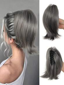 Women's Claw Clip Bun, Synthetic Hair Extensions, Short Straight Ponytail, Daily Hair Accessory - Multicolor - View 15