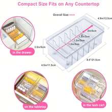 透明便携式睫毛延长和带盖收纳盒 - 适用于技术人员，美容产品、化妆品收纳盒