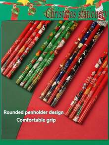 74 支装圣诞卡通铅笔套装（带橡皮），以雪人、圣诞老人、雪花、驯鹿图案为特色，奖品绘图铅笔，创意文具，学生素描，HB 铅笔，用于学习写字返校，创意学生用品，教师办公用品，理想的节日礼物和派对礼物（任何风格） - 彩色 - 查看 6