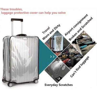 1pc Or 3pcs High-Strength Premium PVC Suitcase Cover, Multiple Options, Transparent Design, With Extendable Handle Cover-Scratch-Resistant Travel Luggage Cover, Suitable For Most Sizes, Dustproof And Shockproof With Reinforced Edges | An Ideal Choice For Travel Enthusiasts