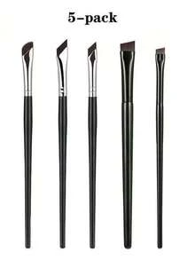 5 Precision Eye Makeup Brushes, Including Sickle Eyeliner Brush, Angle Eyeliner Brush And Eyebrow Brush Professional Eyeliner Brush, Long Handle Reversible Makeup Brush Makeup Tools, Sensitive, Delicate, Dry Skin, Easy And Beautiful Eye Makeup, Suitable For Women