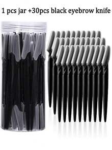 6/12/30pcs/Set Eyebrow Razor Kit, Eyebrow Trimmer & Shaver, Exfoliating Skin Scraper, Body Hair Removal Trimmer & Facial Eyebrow Razor Set With Long Handle Blades & Protective Cover, Suitable For Travel, Unisex Eyebrow Grooming Tool