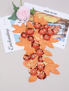 3D 串珠蕾丝绣花贴片、水钻亮片贴花、适用于服装装饰、婚纱配饰、DIY 缝纫工艺品 - 多色 - 查看 4