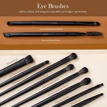 Jessup Brochas de Maquillaje,14pcs Set Brochas para Maquillaje Veganas Pinceles Maquillaje para Base en Polvo Sombra de Ojos Mezcla Corrector Pliegues Delineador de Cejas,Gris Claro T329 - I-Set de regalo negro - Ver 6