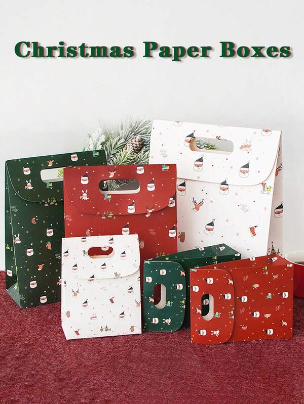 1 peça/3 peças Caixa de presente de Natal com folhas de floresta, caixa de doces, sacola de presente, capa flip portátil, caixa de presente e sacola, decorações de Natal, pijamas de Natal, presentes de Natal, decoração de Natal