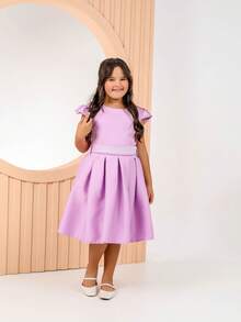 Girls Dress, Princess Style, Party, Wedding, Graduation, Baptism, Youth, Birthday - Purple - View 1
