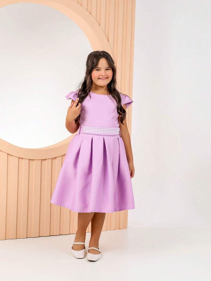 Girls Dress, Princess Style, Party, Wedding, Graduation, Baptism, Youth, Birthday - Purple - View 1