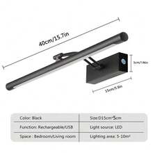 现代 LED 可充电壁灯和无线绘画灯（电池供电）– 黑色和金色可选 无线安装 | 触摸控制开关 | 可充电梳妆台灯，具有 3 种色温模式、无级调光、遥控和定时功能，非常适合走廊、客厅、卧室和书房的家居装饰 - 多色 - 查看 12