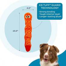 Outward Hound Durablez Stuffing-Free Squeaky Interactive Dog Toy, Tough Plush, Gecko, Green, Large - 顏色G - 查看 3