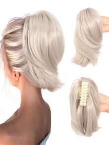 Women's Claw Clip Bun, Synthetic Hair Extensions, Short Straight Ponytail, Daily Hair Accessory - Multicolor - View 10