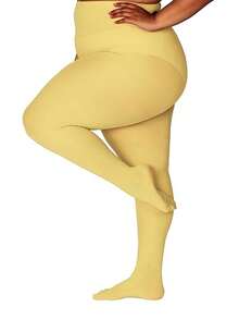 1 Pair Of Women's Plus-Size Leggings, 80D Opaque Solid Color Leggings, Soft Polyester Fiber Material, Hand Washable, Available In A Variety Of Colors, High-Waisted Tights, Suitable For Plus-Size Women.