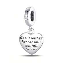 1 pieza Colgante con cruz y corazón plateado en plata de ley 925, adecuado para pulsera, collar DIY y uso diario de mujer