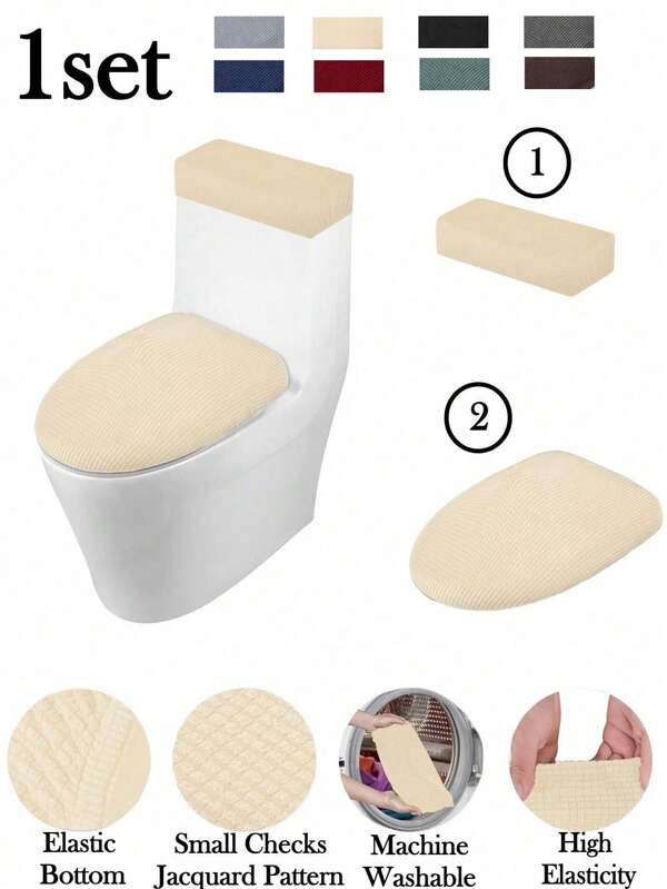 1 Set, Spandex & Polyester Fabric, Luxury Foil Geometric European Style Toilet Seat Cover, Edged Stitching Craftsmanship, Fits Most Toilets, Suitable For Halloween Party, Homestay Bathroom, All Seasons