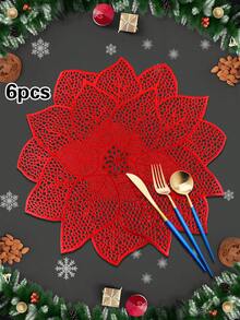 1/4/6 قطعة من أطباق الطاولة المزينة بنبات الذهبي من البي في سي، عازلة للحرارة ومانعة للانزلاق، مناسبة لديكور فنادق ومطاعم ، وحفلات الزفاف وعيد الحب والاحتفالات العطلات والنزهات وحفلات أعياد الميلاد