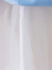 Girls Spring/Autumn Outfit, Collar Fashionable Dress Suit, Colorful Gradient Fluffy Princess Dress With 3D Floral Decor Mid-Length Dress, Children Versatile Top & Vest Dress 2 Pieces Set, Stylish Casual Top, Birthday Party, Holiday, Performance Dress Suit - Blue - View 11