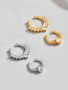 2 chiếc/1 chiếc Nhẫn mũi giả hình giọt nước đính đá Cubic Zirconia mạ vàng và bạc 18K, kẹp mũi không xỏ khuyên, trang sức xỏ khuyên giả cho cơ thể phù hợp cho nam, nữ, cặp đôi để hẹn hò và đeo hàng ngày - Nhẫn mũi zirconia nhiều lỗ giả - Xem 4